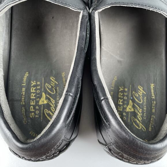 Sperry Gold Cup Mens 11 M Black Leather Slip On Driving Penny Loafers Casual GUC - Picture 8 of 9